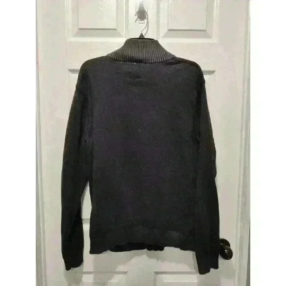 Express Sweater Men XLarge Gray Ribbed Preppy Full‎ Zip Knit Sweater Classiccore